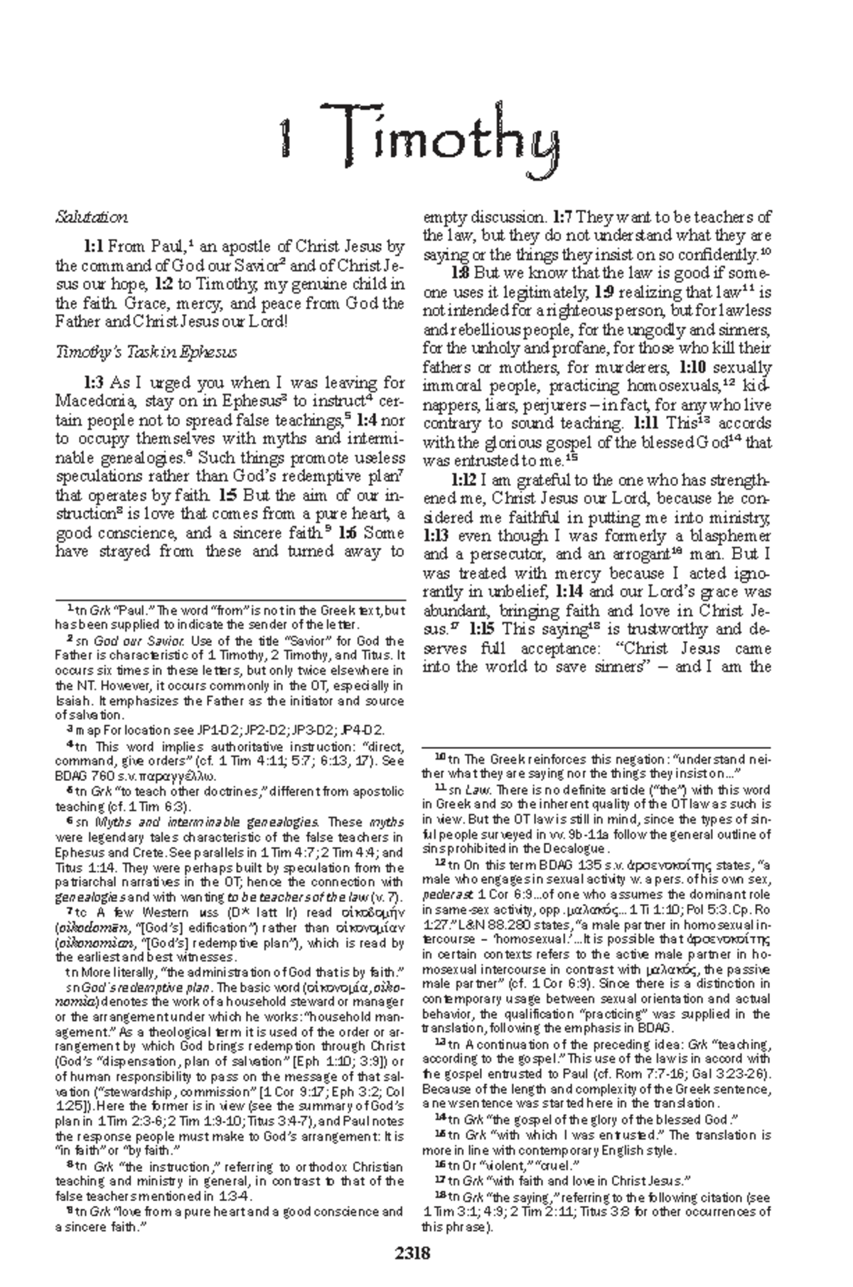 1 Timothy Study Notes: Salutation and Key Teachings - Studocu