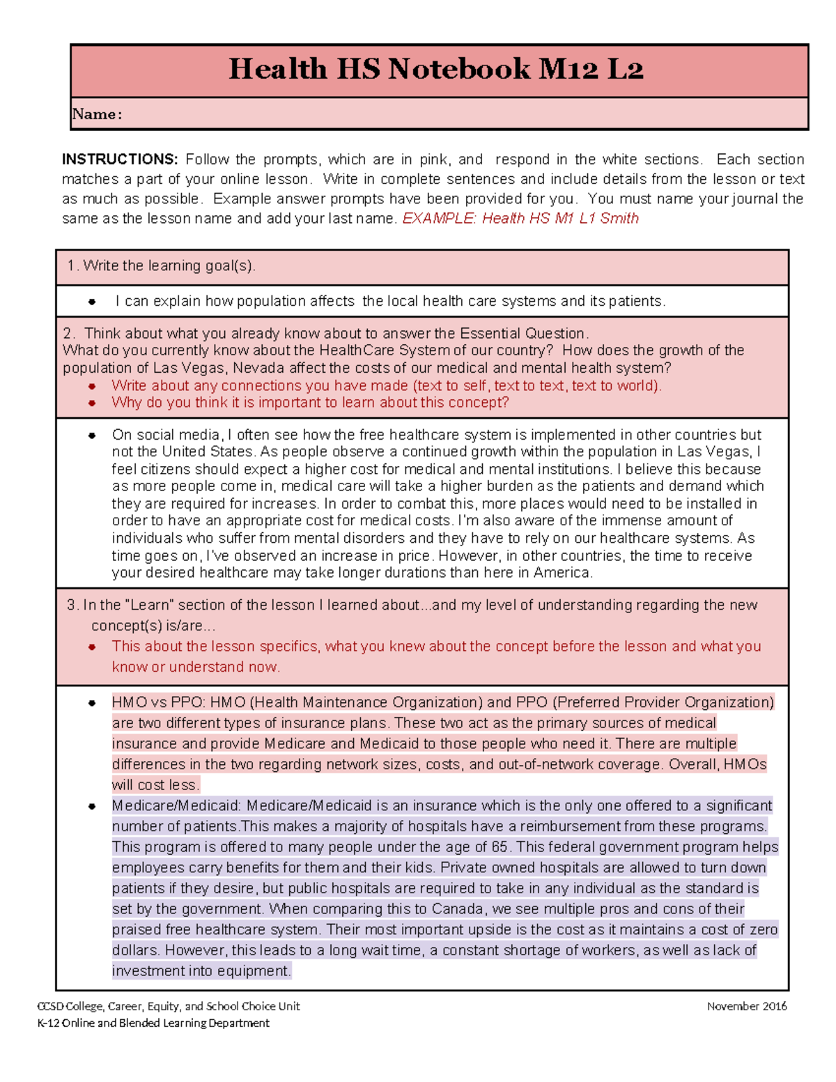 Health HS M12 L2 Notebook: Understanding local healthcare and mental ...