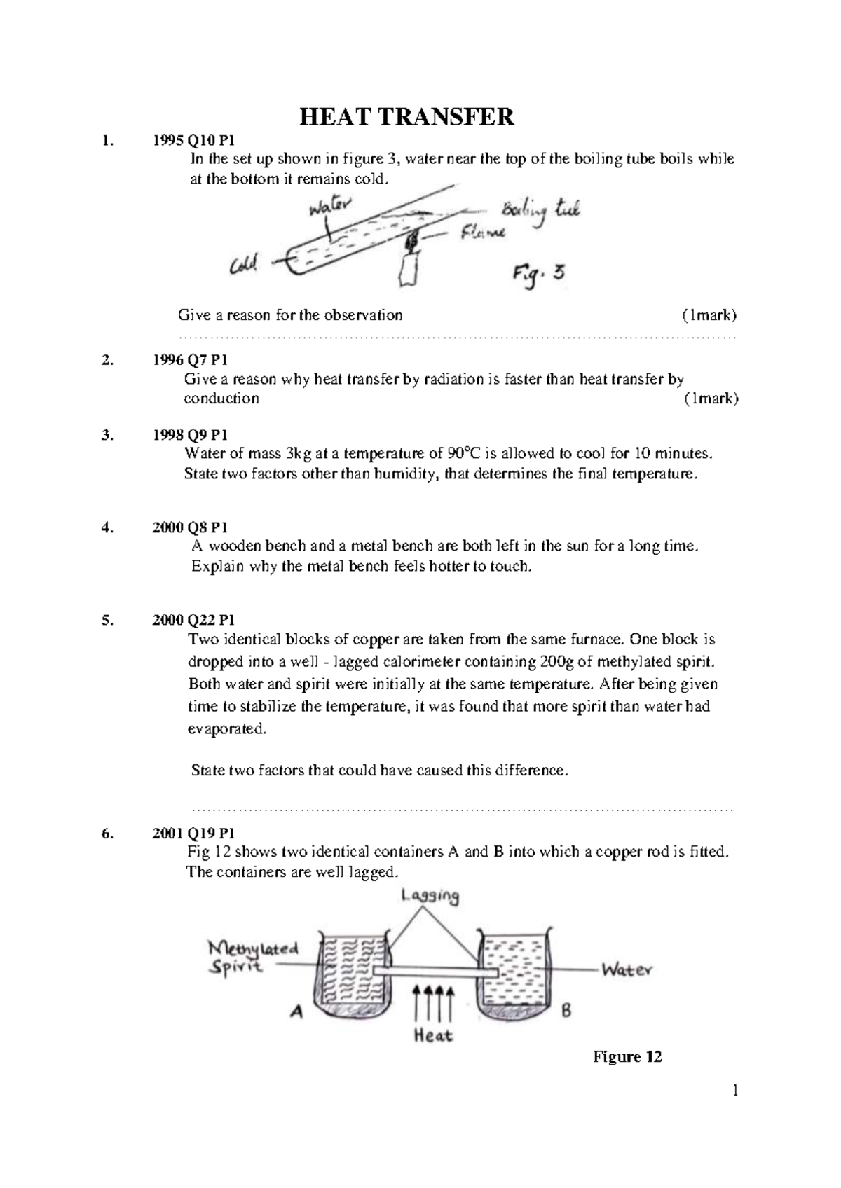HEAT- Transfer Form 1 Physics: Key Questions & Answers - Studocu