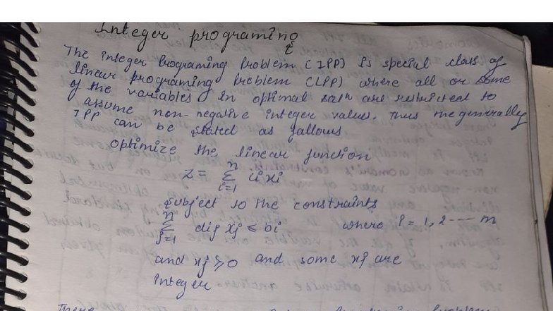 Integer Programming (IPP) - Operations Research Notes - Studocu