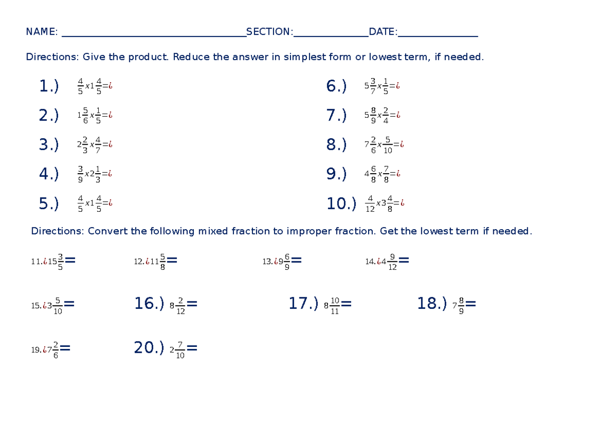 Math worksheet - NAME: ____________________________________SECTION:DATE ...