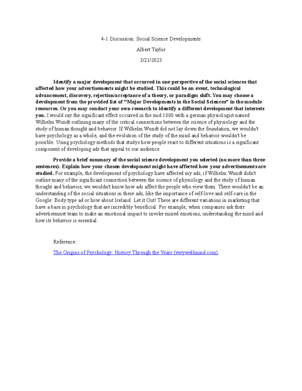 4-1 Discussion: Impact of Social Science Developments on Advertising ...