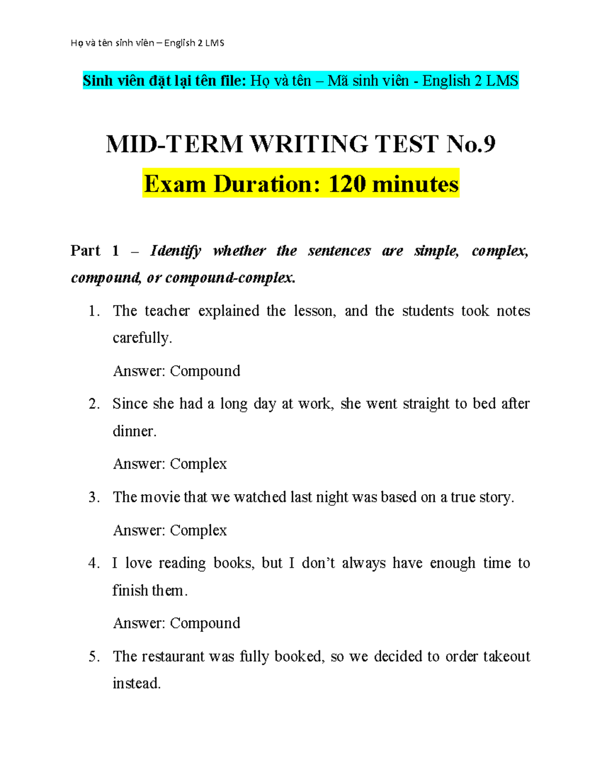English 2 LMS - Mid-Term Writing Test No. 24D250015 - Exam Responses ...