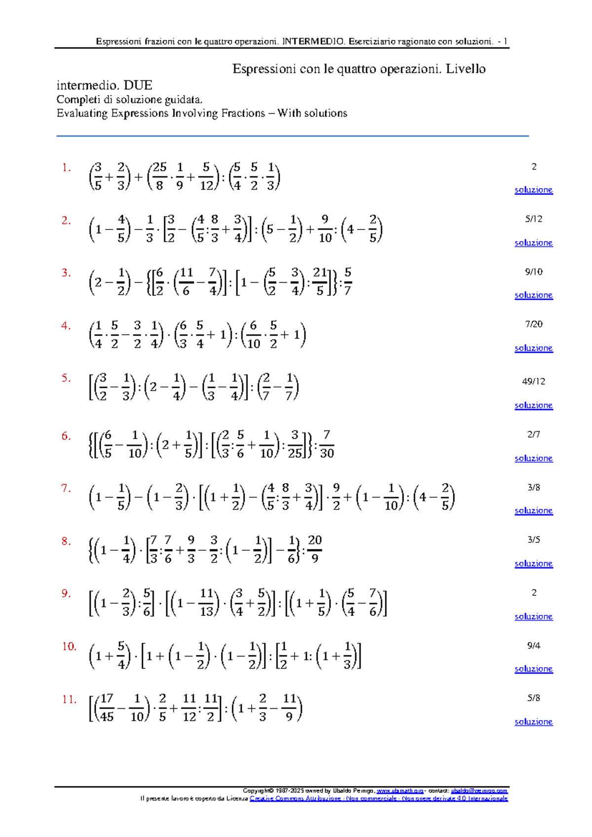 espressioni con frazioni addizioni e sottrazioni pdf