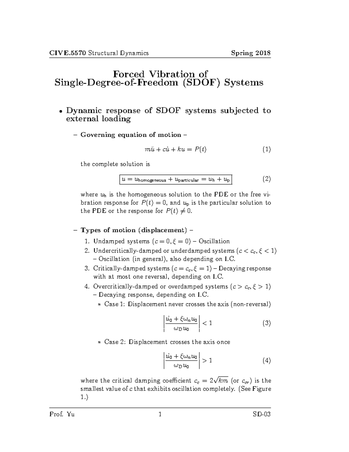 SD LN03 Forced Vibration of Single-Degree-of-Freedom Systems - Studocu