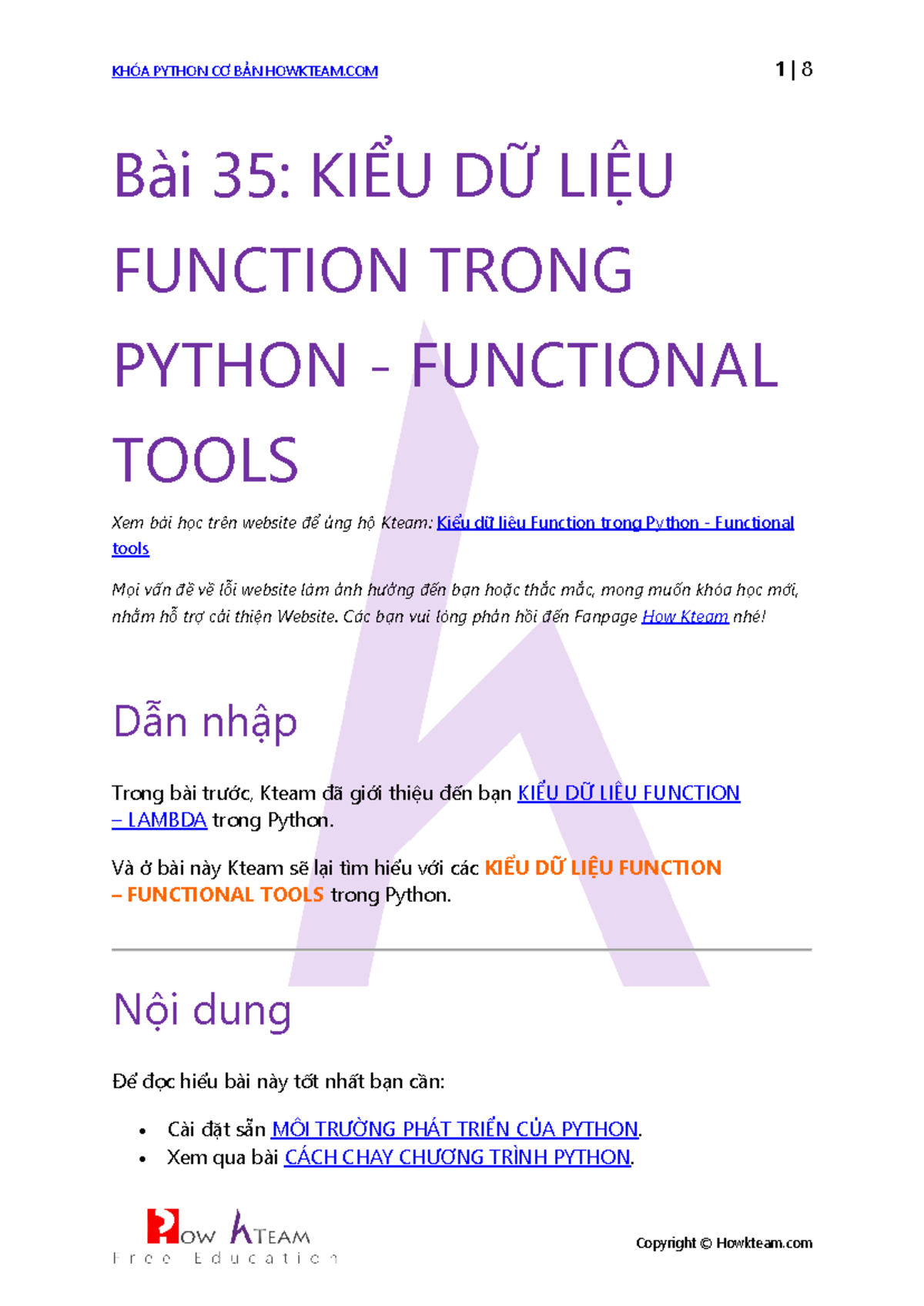 Bài 35 Kiểu dữ liệu Function trong Python - Functional tools Howkteam ...