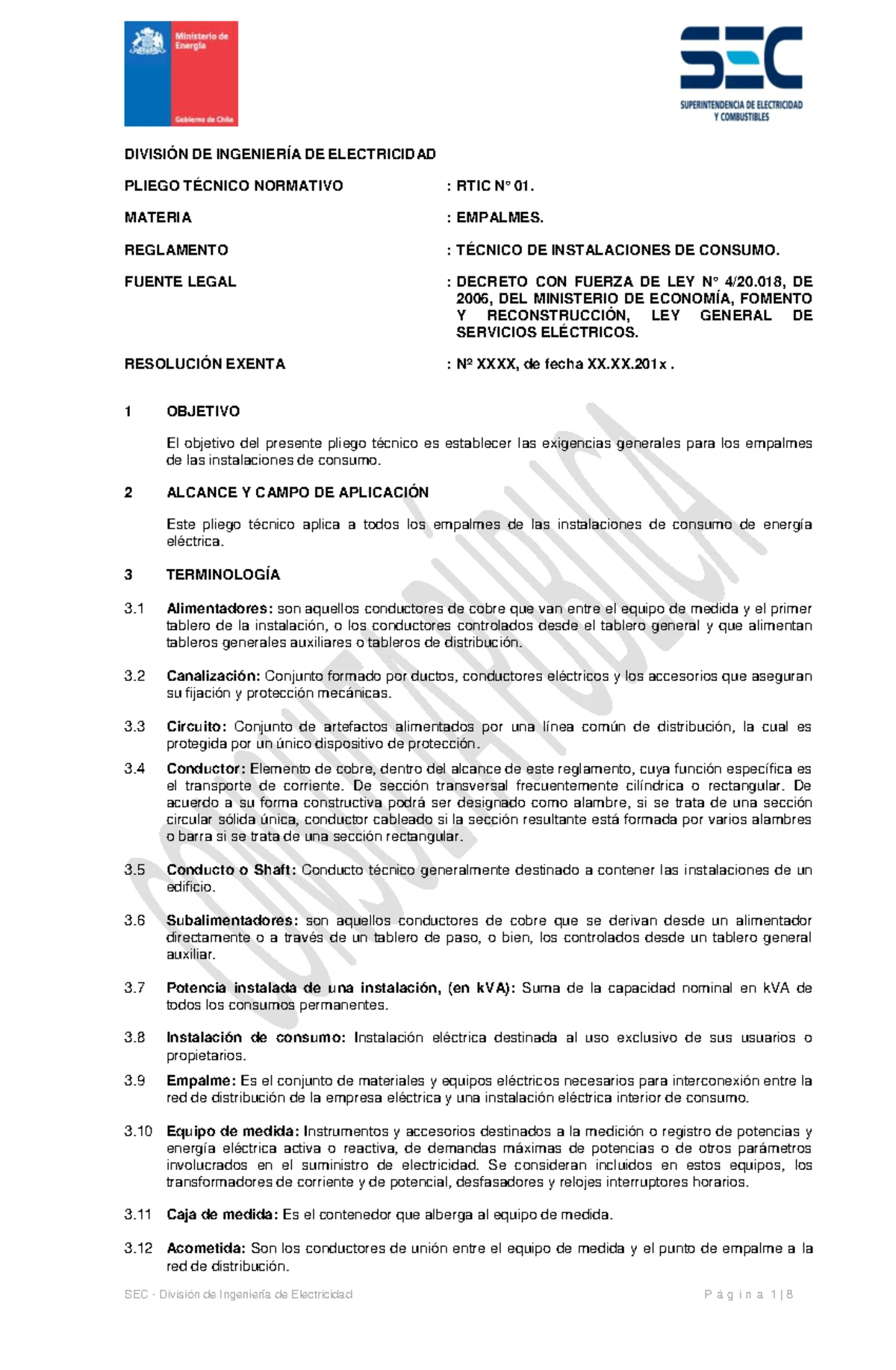 Pliego Técnico Normativo RPTD N°01 Tensiones y frecuencia - DIVISIÓN DE ...