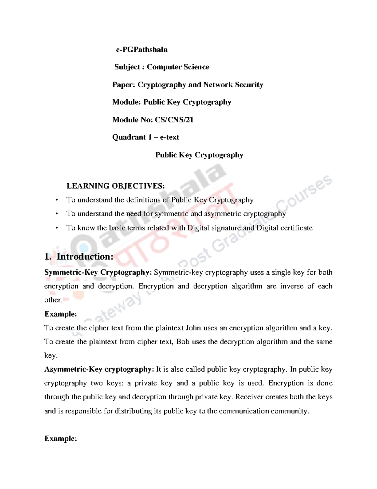 CS/CNS: Public Key Cryptography - Concepts & Digital Signatures - Studocu