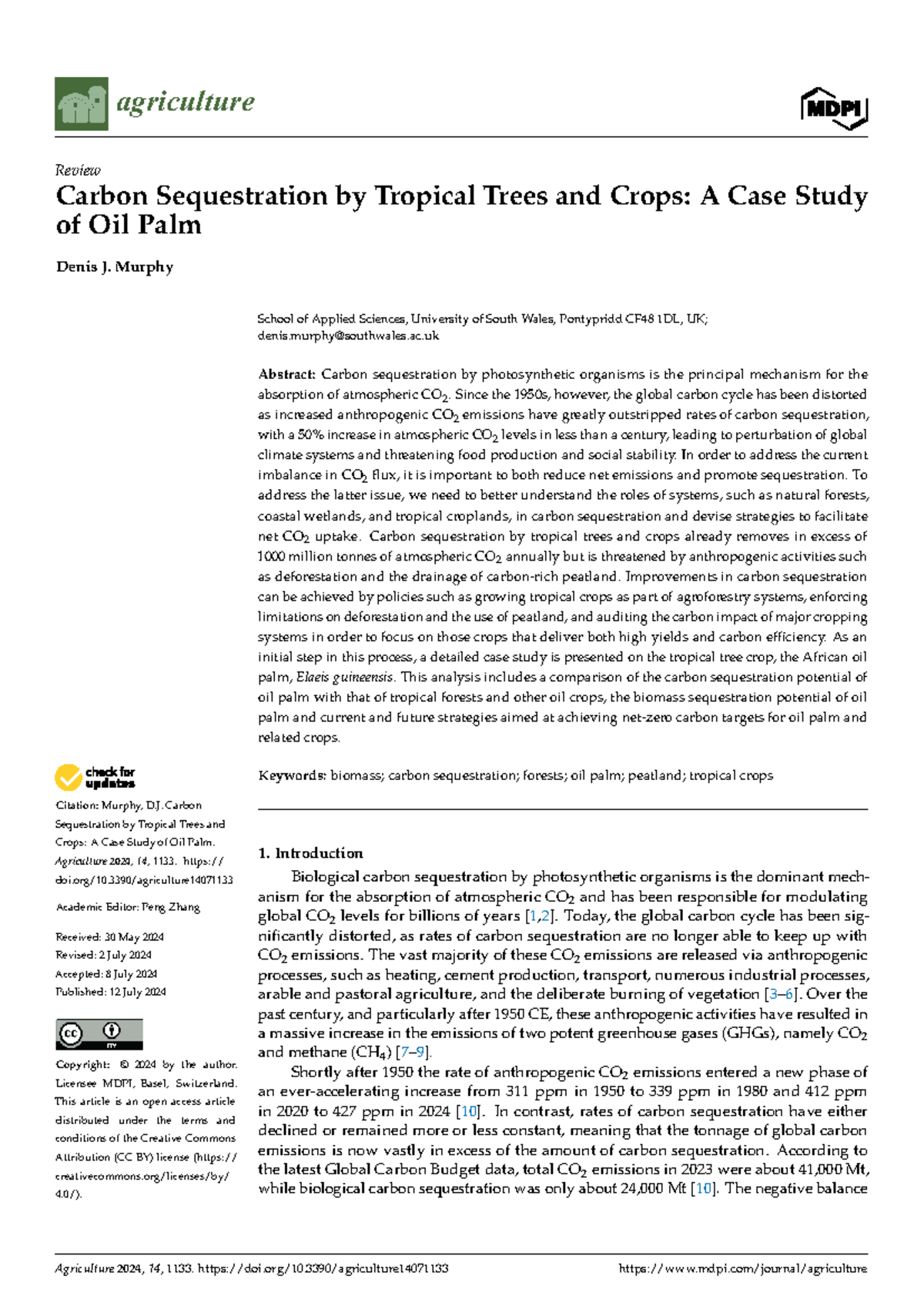 Carbon Sequestration in Tropical Trees & Crops: Oil Palm Case Study ...