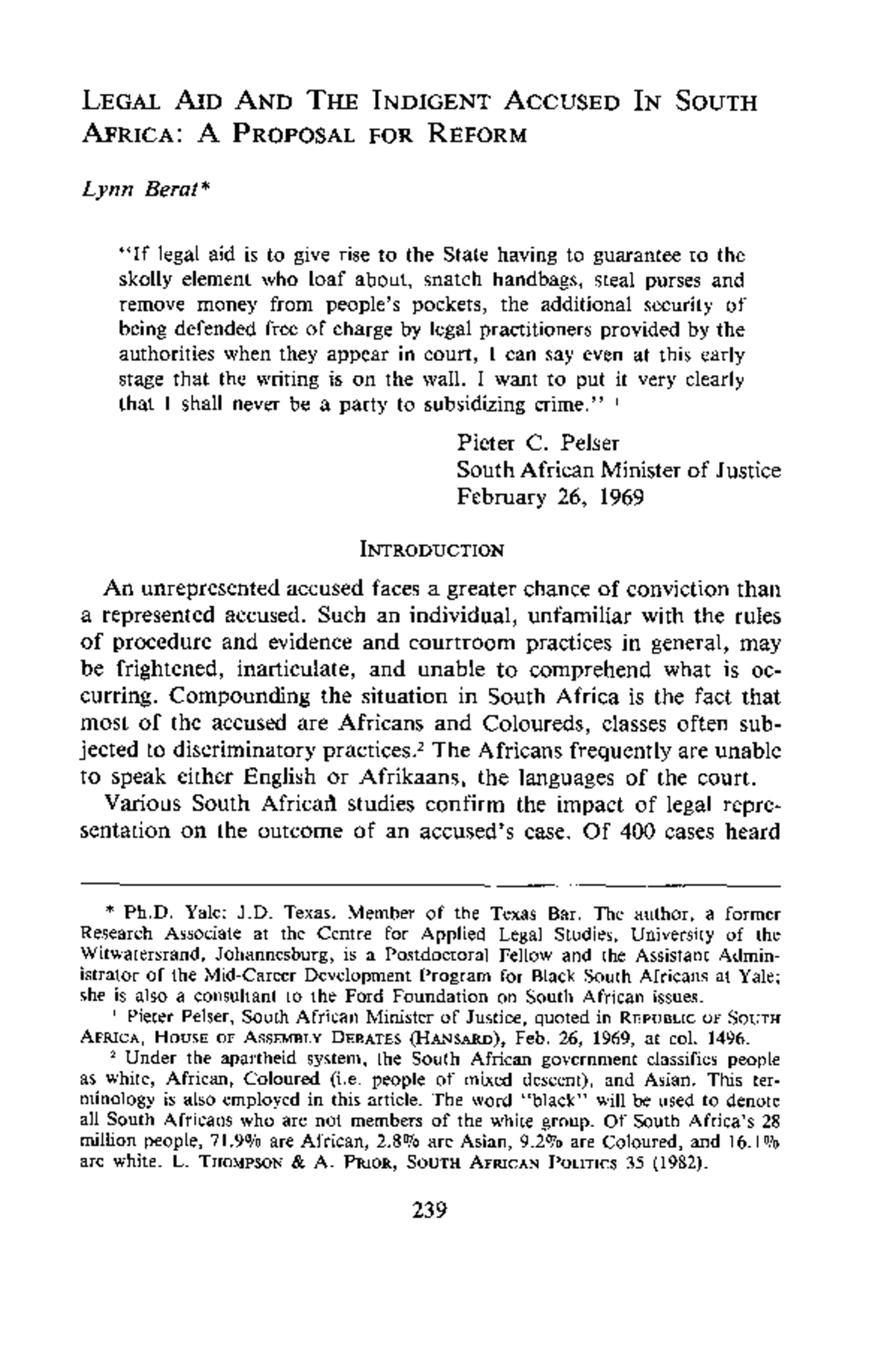 Legal Aid and the Indigent Accused in South Africa A Proposal fo ...
