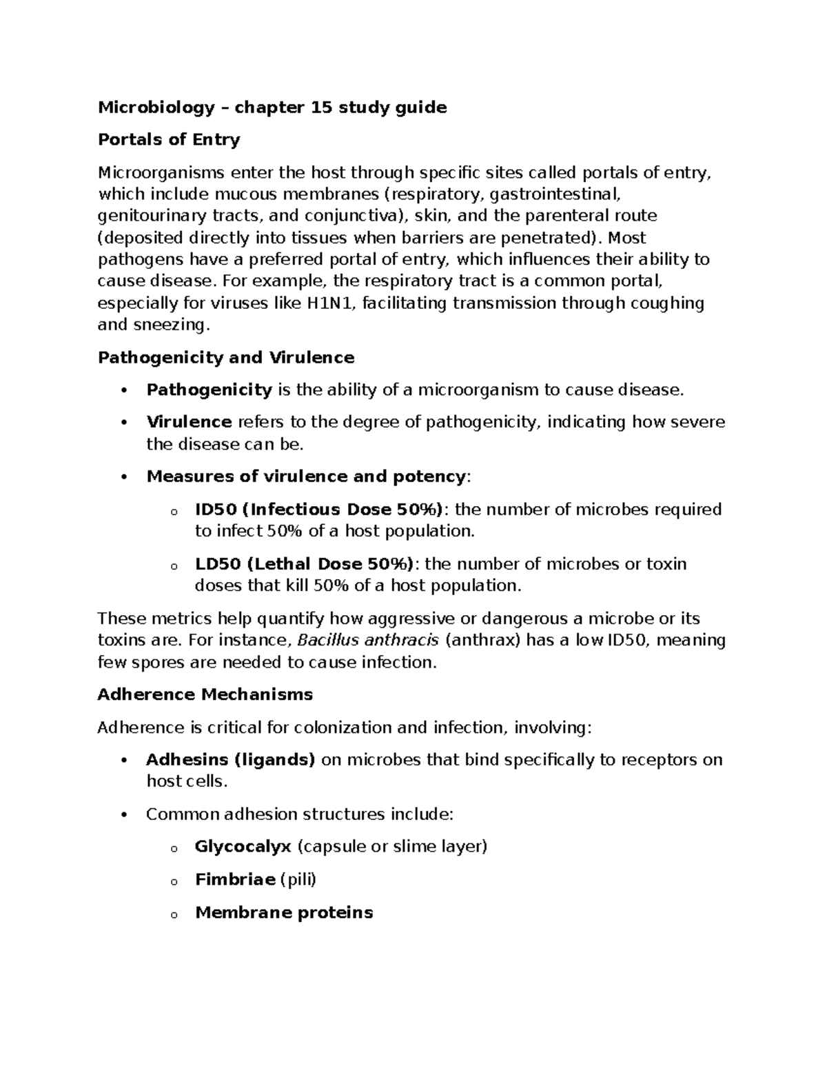 Comprehensive Study Guide for Microbiology (BIO 101): Pathogenicity ...