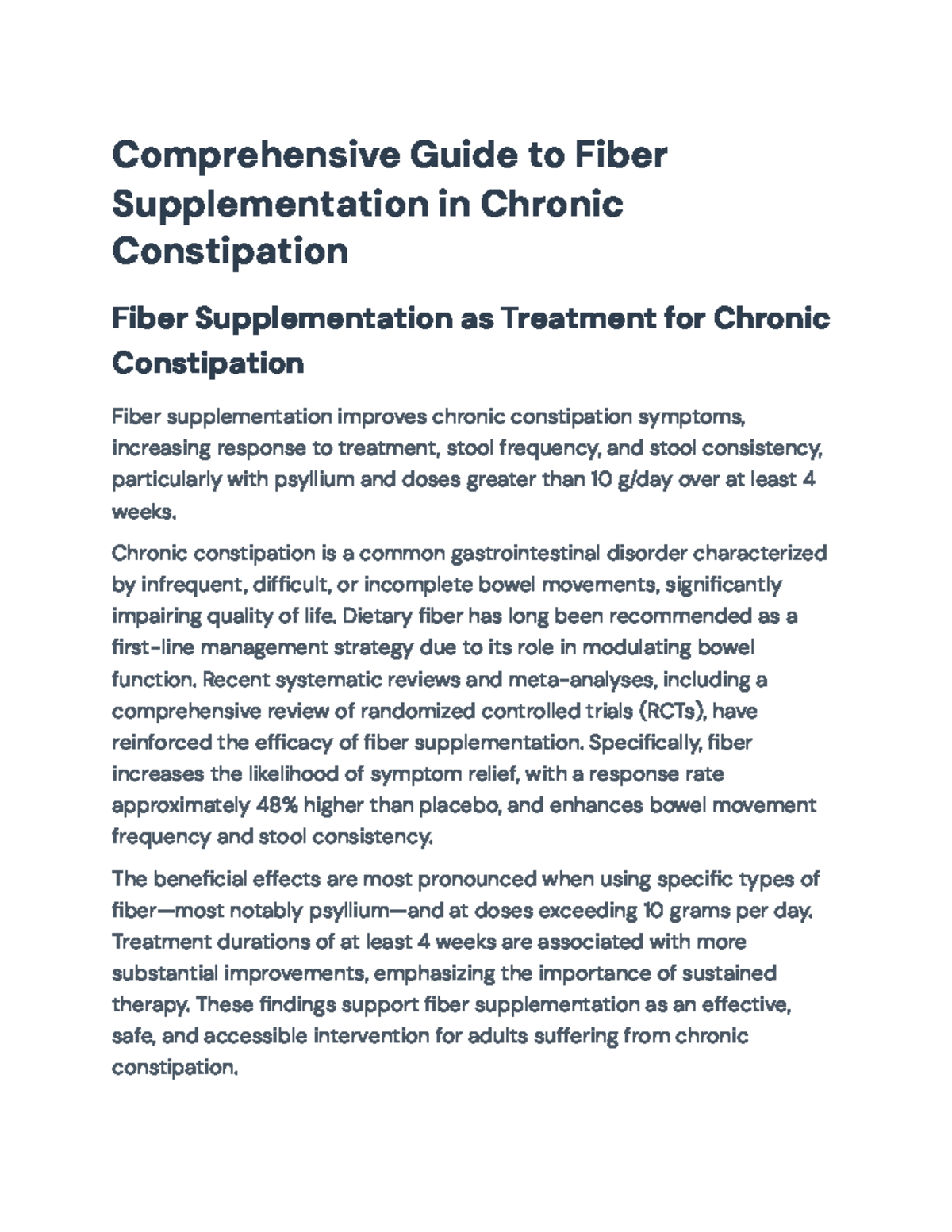 Comprehensive Guide to Fiber Supplementation for Chronic Constipation ...