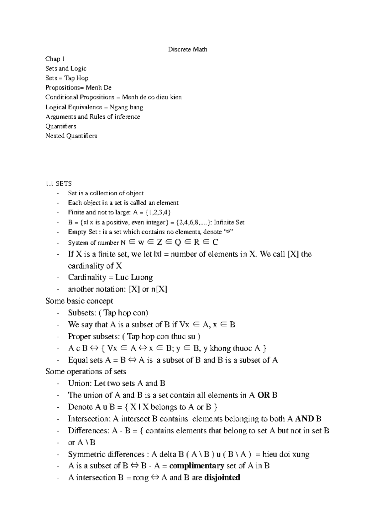 Discrete Math - The main lecture for DM - Discrete Math Chap 1 Sets and ...