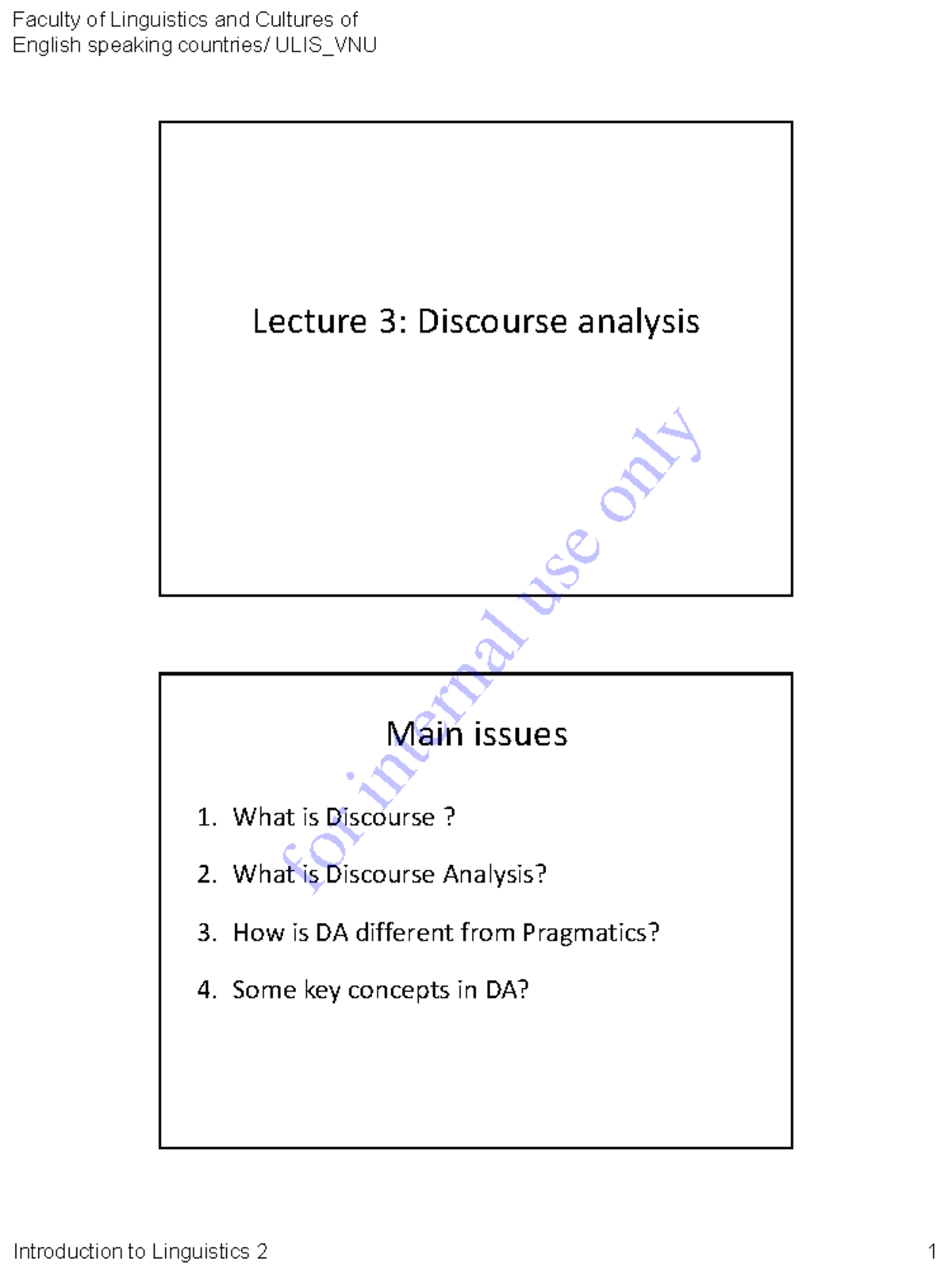 Lecture 3: Discourse Analysis - Key Concepts and Differences - Studocu