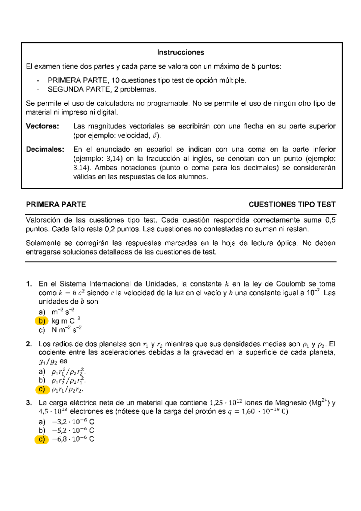 007A - SOL - Examen PCE Física, junio 2019 - Notas y Ejercicios - Document Preview