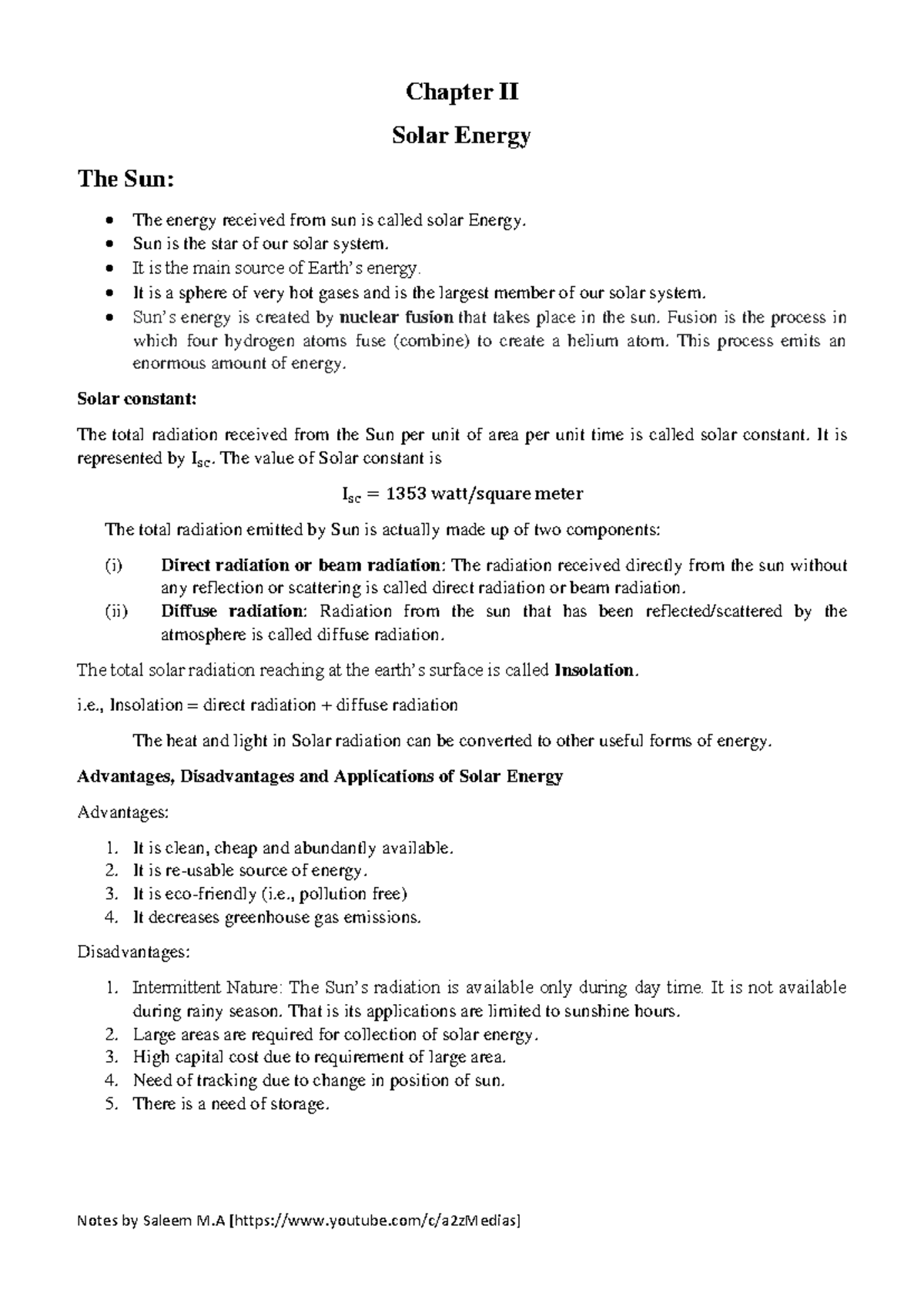 C2 - Chapter II: Understanding Solar Energy and Its Applications - Studocu