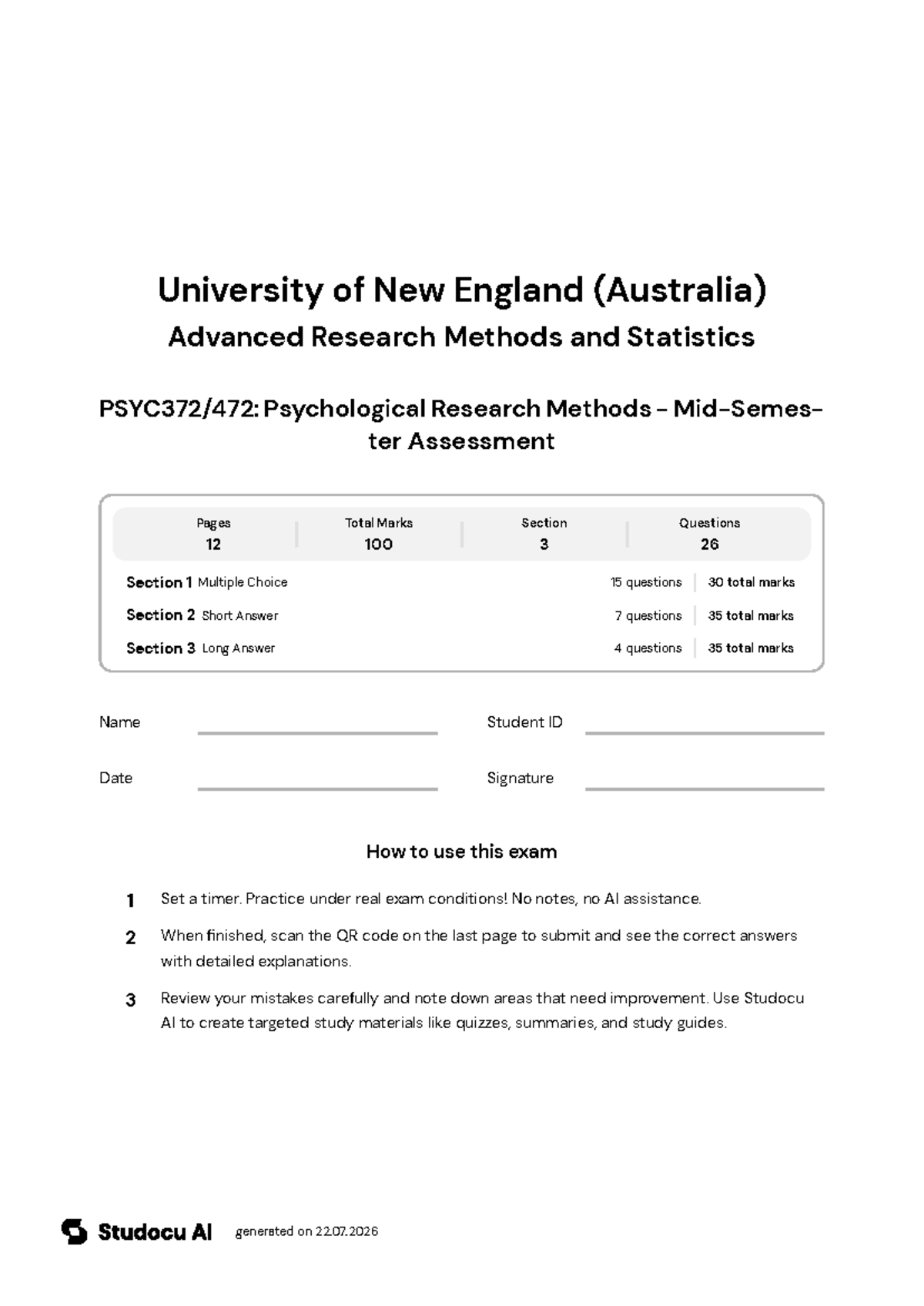 PSYC372/472: Psychological Research Methods - Mid-Semester Assessment ...