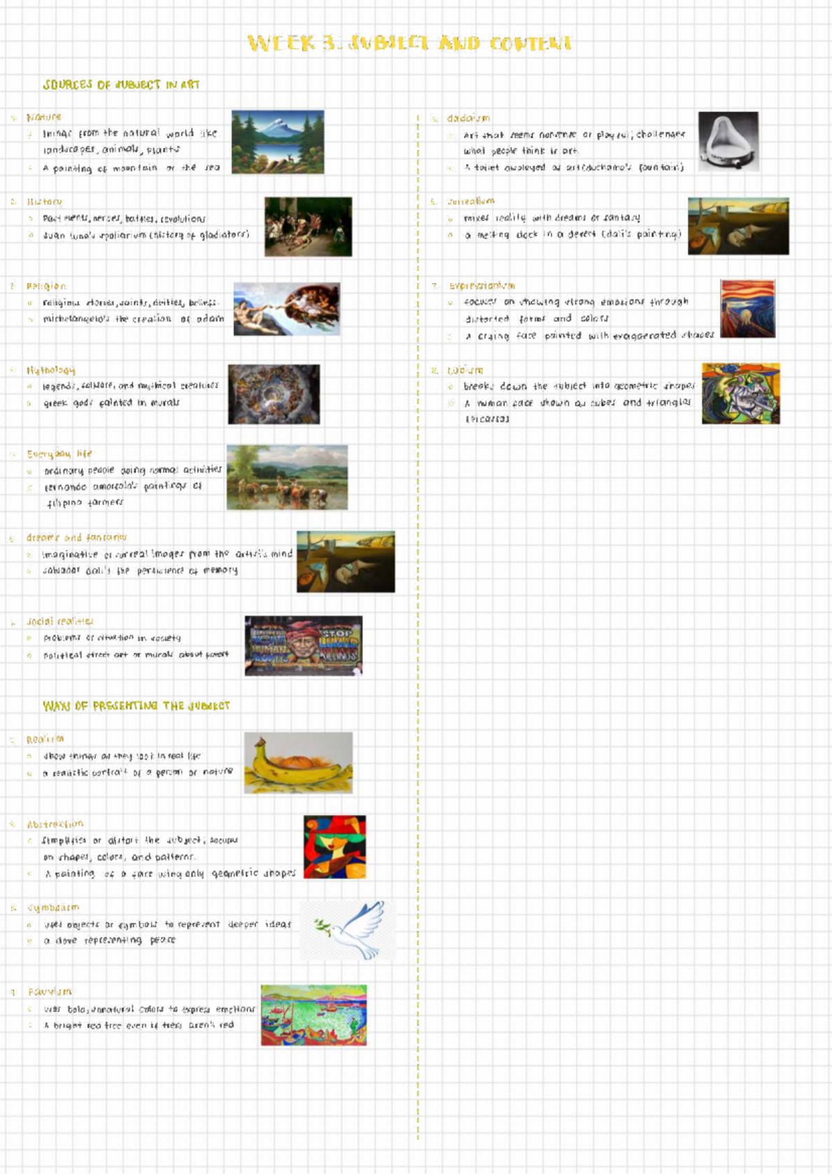 WEEK 3: Subject & Content Sources in Art (ART 101) - Studocu