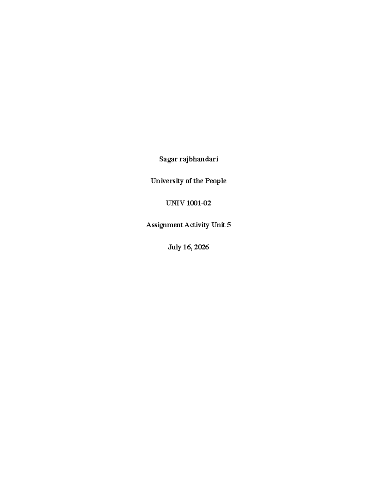 UNIV Assignment Activity Unit 5: Tech's Impact on Future Careers - Studocu