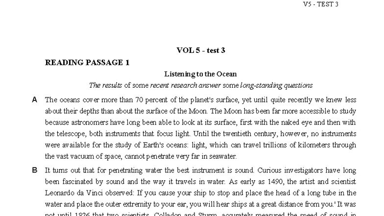 V5 TEST 3 VOL 5 Reading Passage Analysis and Questions - Studocu