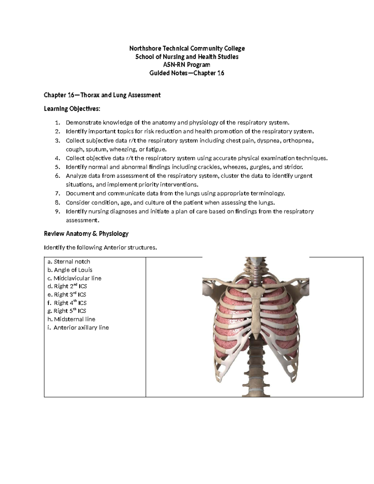 NURS 1120 Guided Notes Chapter 16 - Northshore Technical Community ...