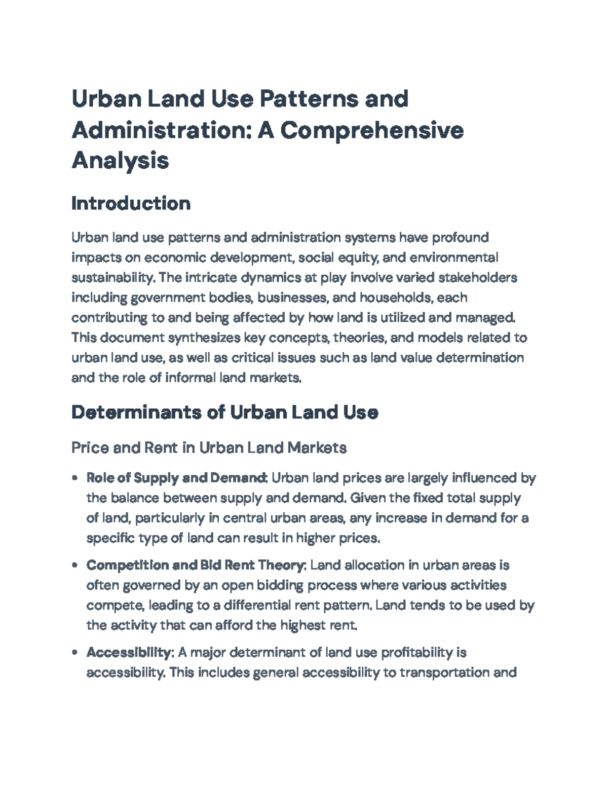 Urban Land Use Patterns and Administration: A Comprehensive Analysis ...