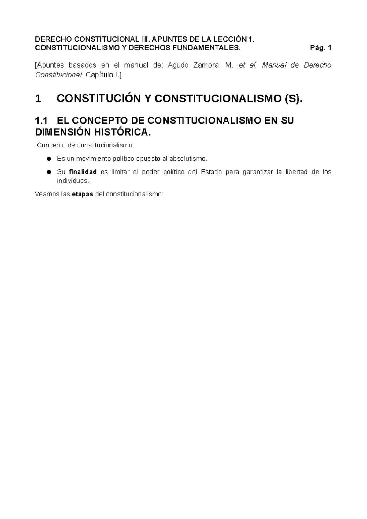 DERECHO CONSTITUCIONAL DC3: Apuntes de la Lección 1 ...