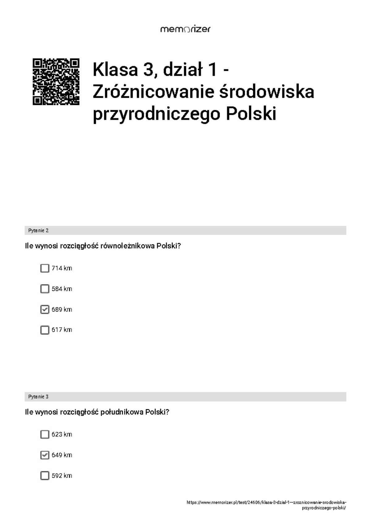 Klasa 3, Dział 1 - Zróżnicowanie Środowiska Przyrodniczego Polski