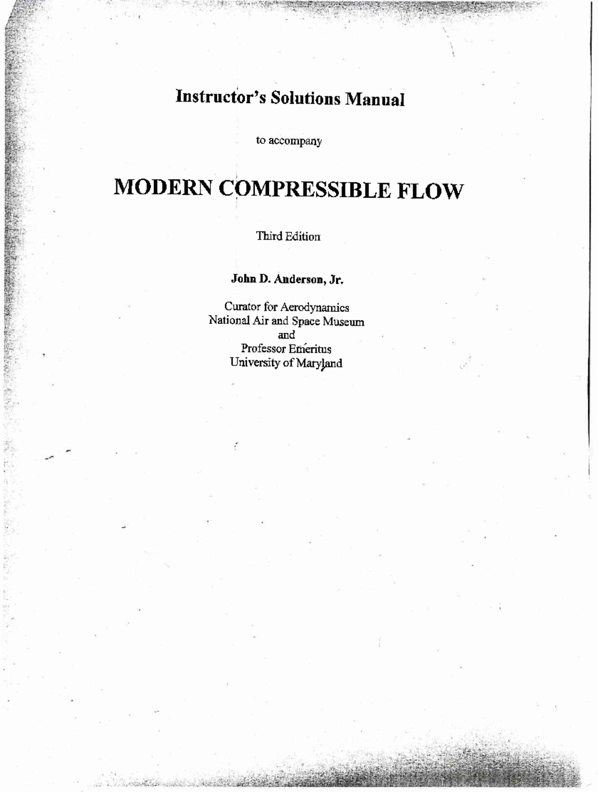 Solutions Manual for Modern Compressible Flow (3rd Ed) - Studocu