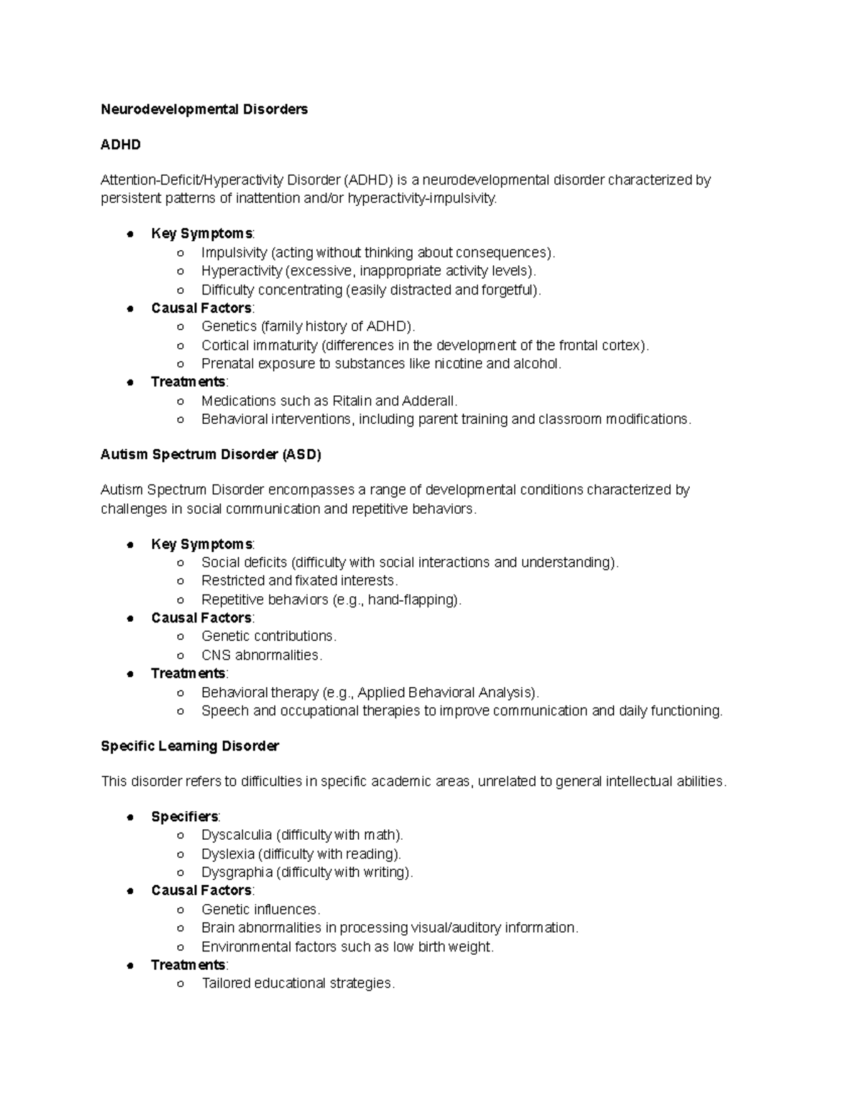 PSY 101 Final Exam Study Guide: Neurodevelopmental & Personality ...