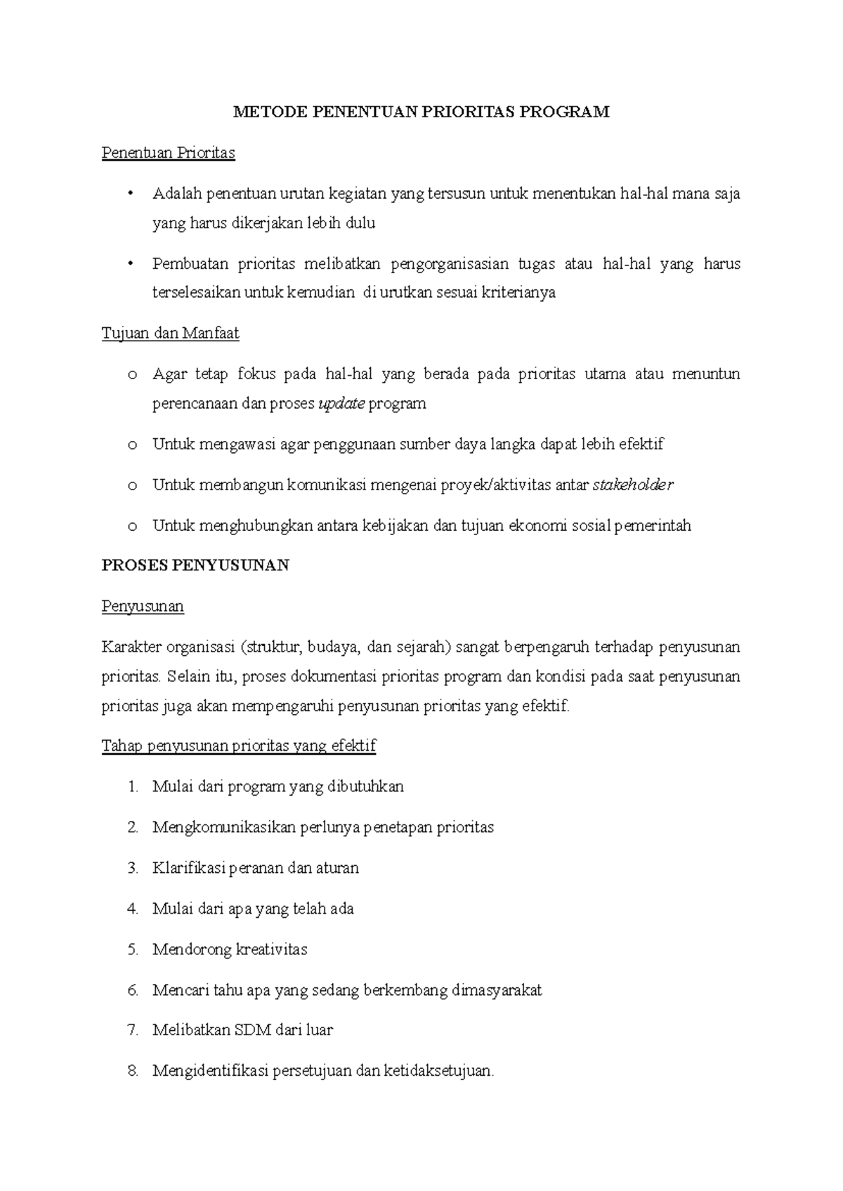 Metode Penentuan Prioritas Program: Pendekatan dan Kriteria Efektif ...