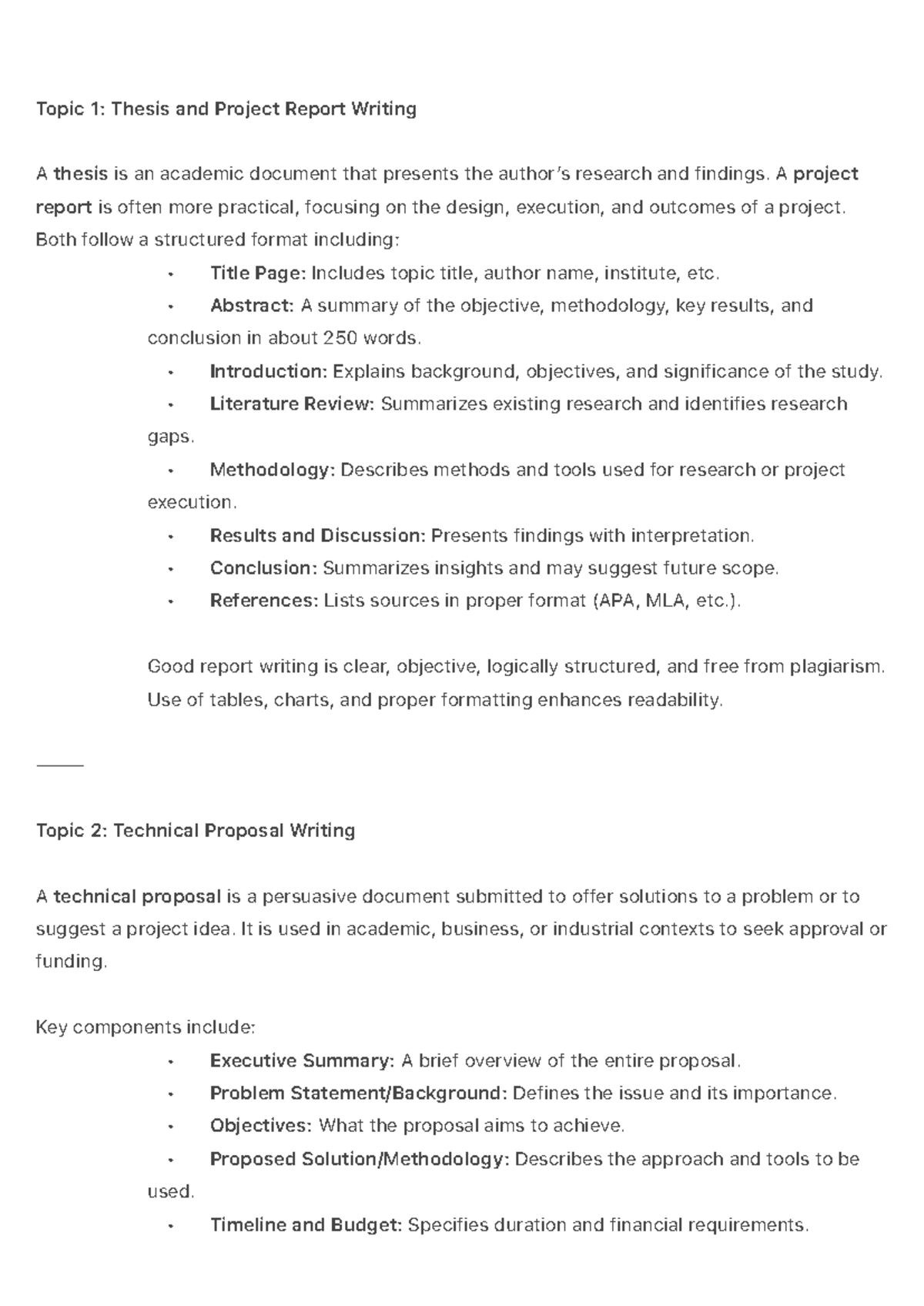 Thesis & Project Report Writing Guide: Key Elements & Structure - Studocu