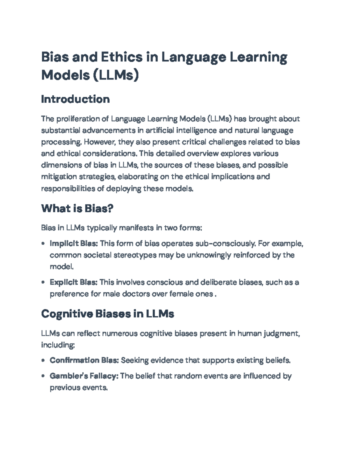 Bias and Ethics in Language Learning Models (LLM): An Overview - Bias ...
