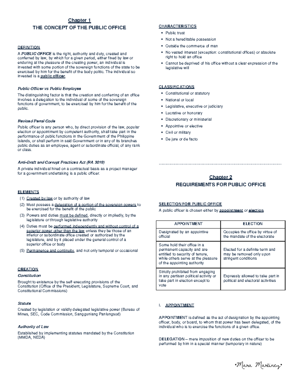 Law on Public Officers: Concepts and Requirements Overview - Studocu