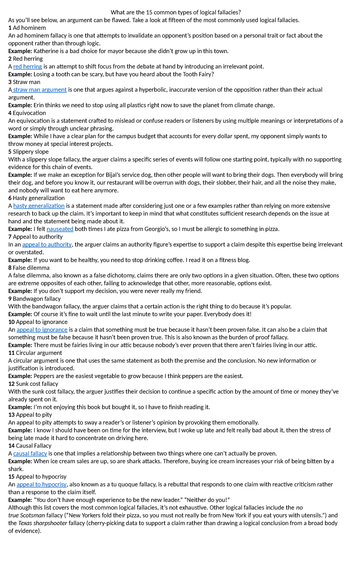 What Are The 10 Logical Fallacies