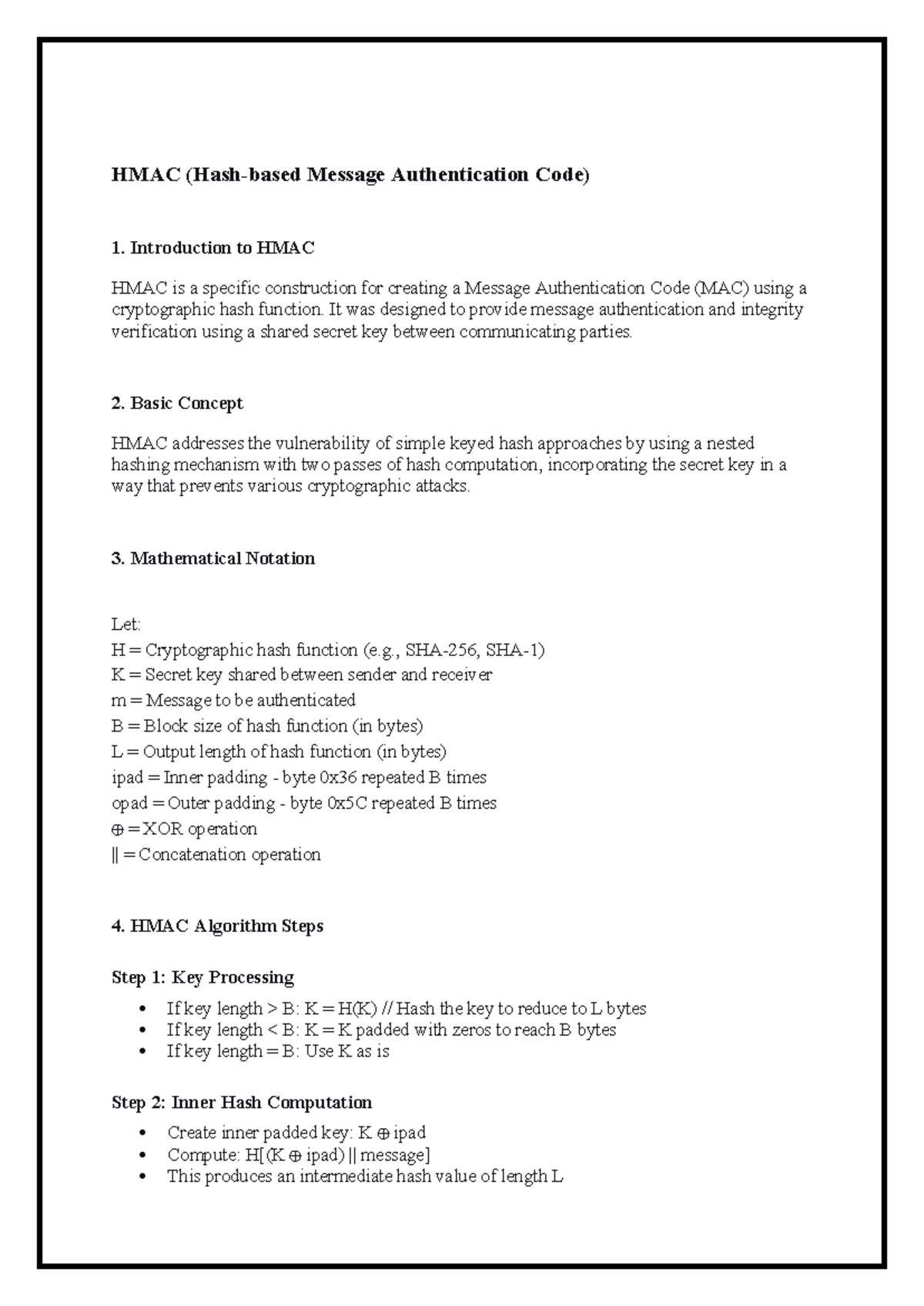 HMAC & CMAC: Properties, Applications, and Security Analysis - Studocu