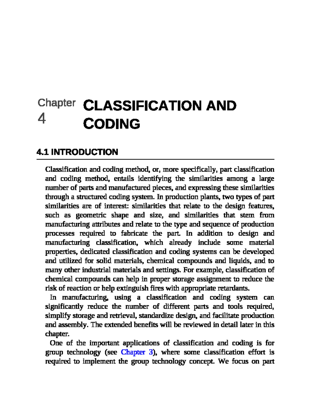 Chapter 4. Classification and Coding in Manufacturing Systems - Studocu