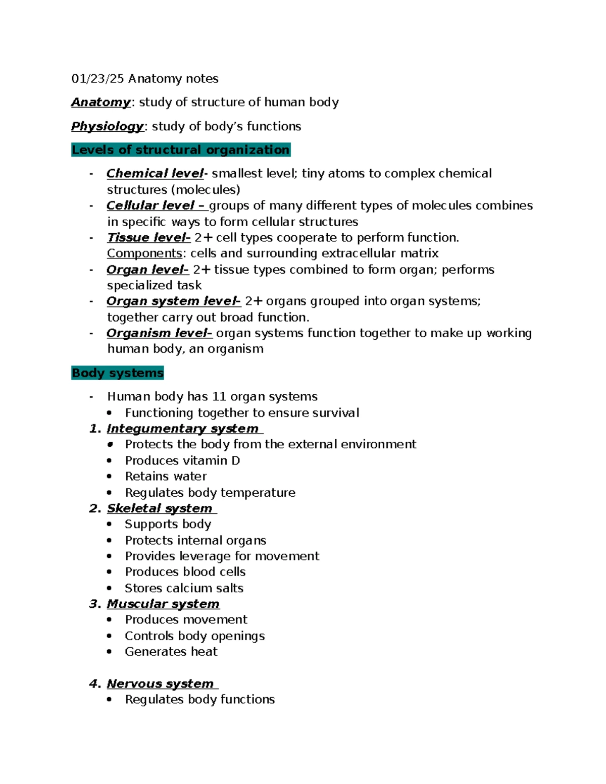 Comprehensive Overview of Anatomy and Physiology (ANP 101 ...