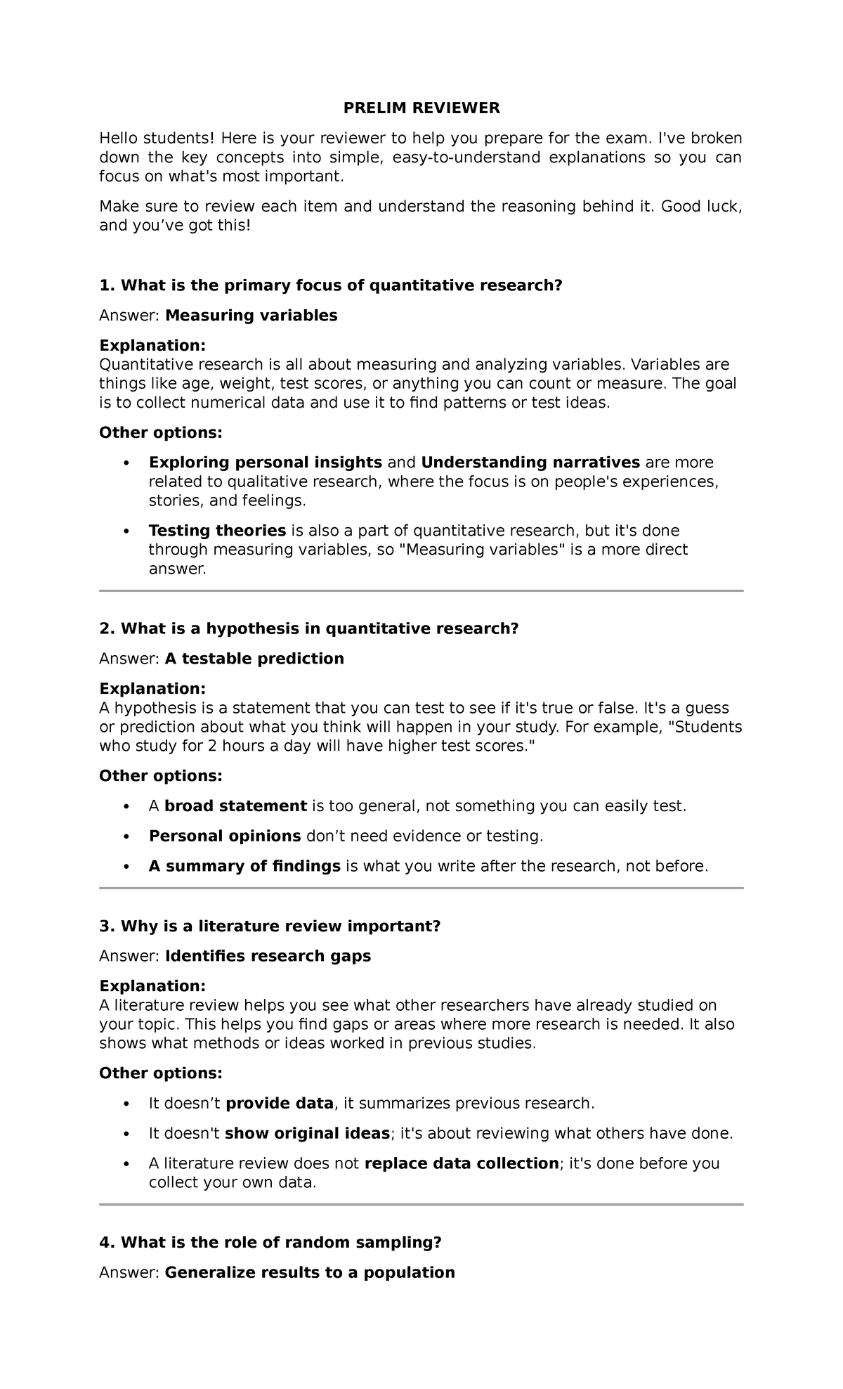 Prelim Reviewer: Key Concepts in Quantitative Research for Exam Prep ...