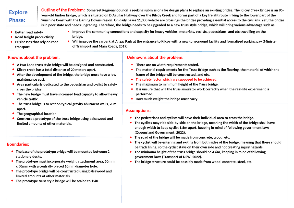 Engineering IA1: Truss Bridge Design Proposal for Kilcoy Creek - Studocu