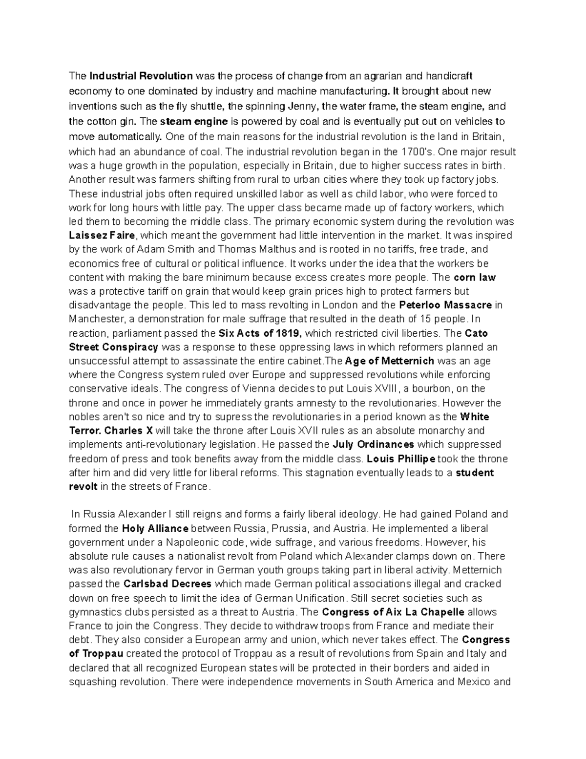 AP Euro Unit 6: The Impact of the Industrial Revolution and Political ...