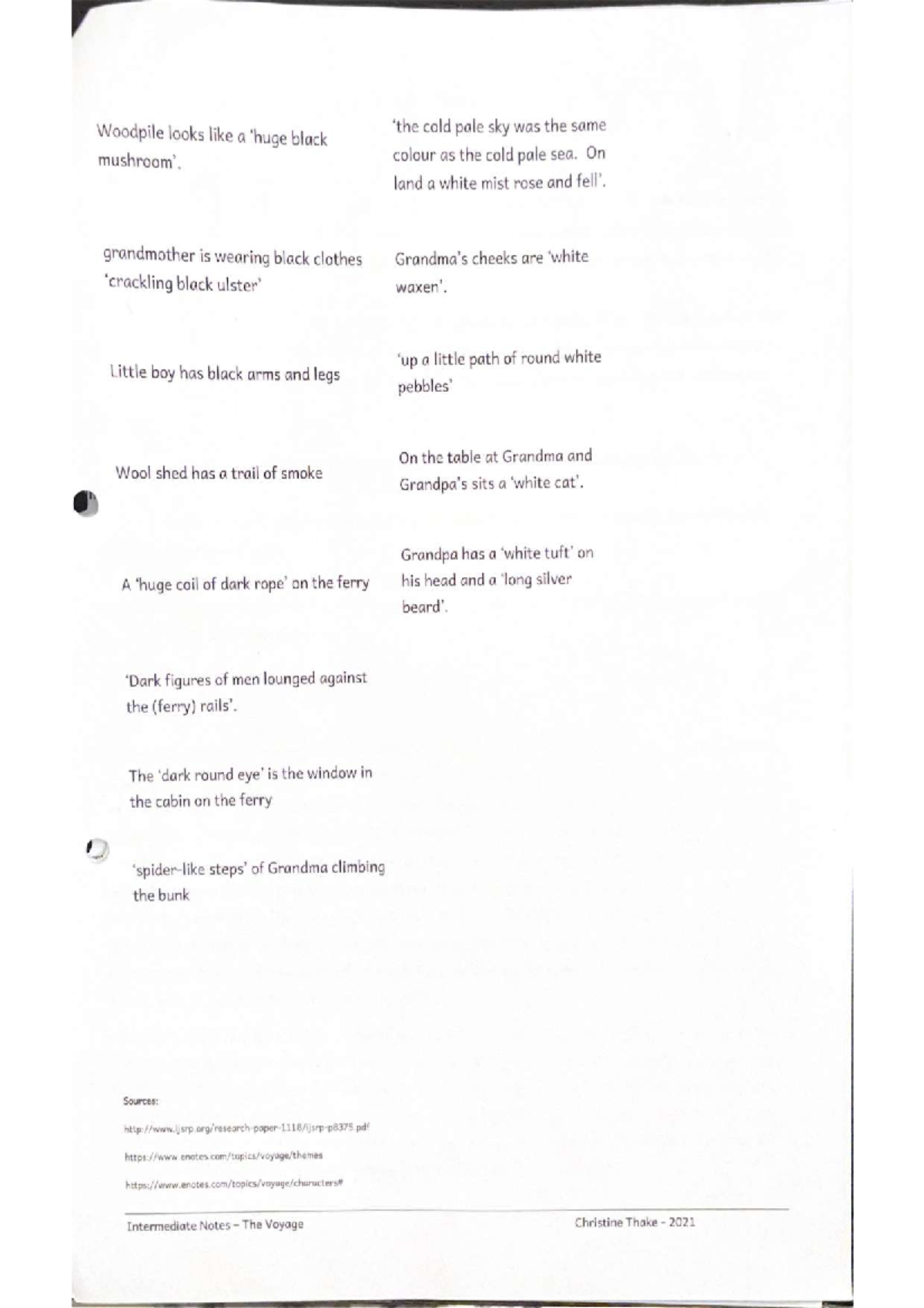 Intermediate Notes: The Voyage (1) by Christine Thake - Studocu