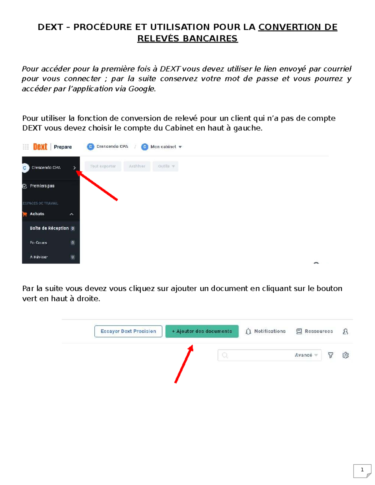 DEXT - Procédure de Conversion des Relevés Bancaires Guide - Studocu