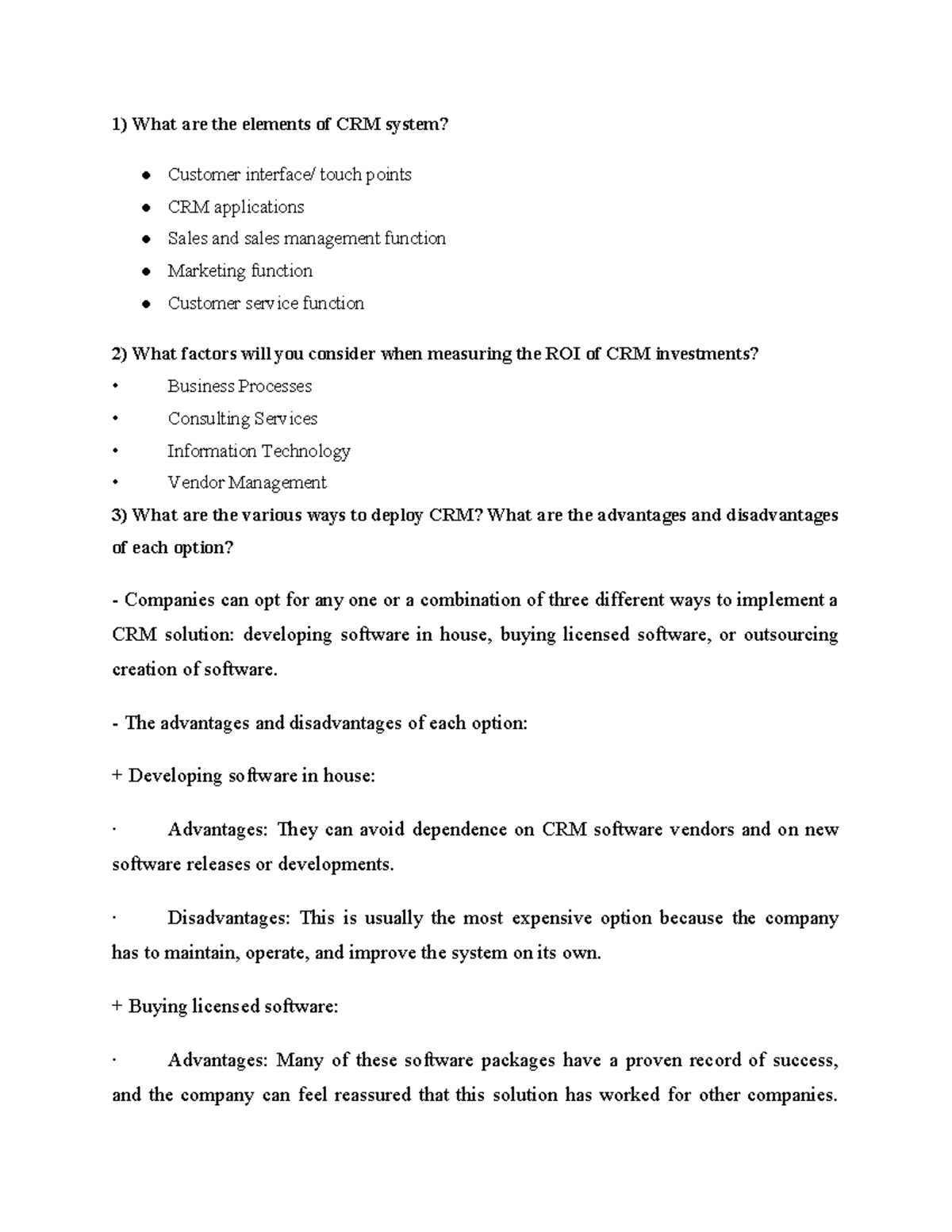 CRM Thi Cuối Kì 2020 - Study Notes on Customer Relationship Management ...