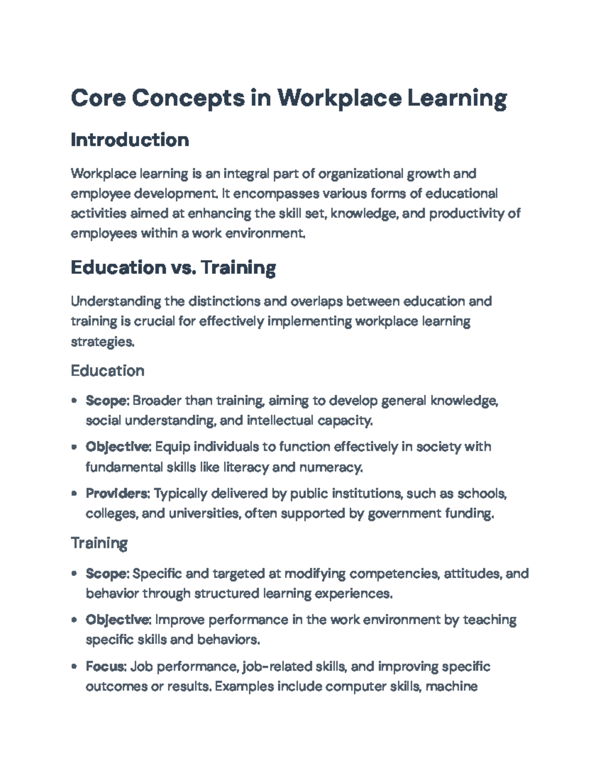 Core Concepts in Workplace Learning: Enhancing Skills & Development ...