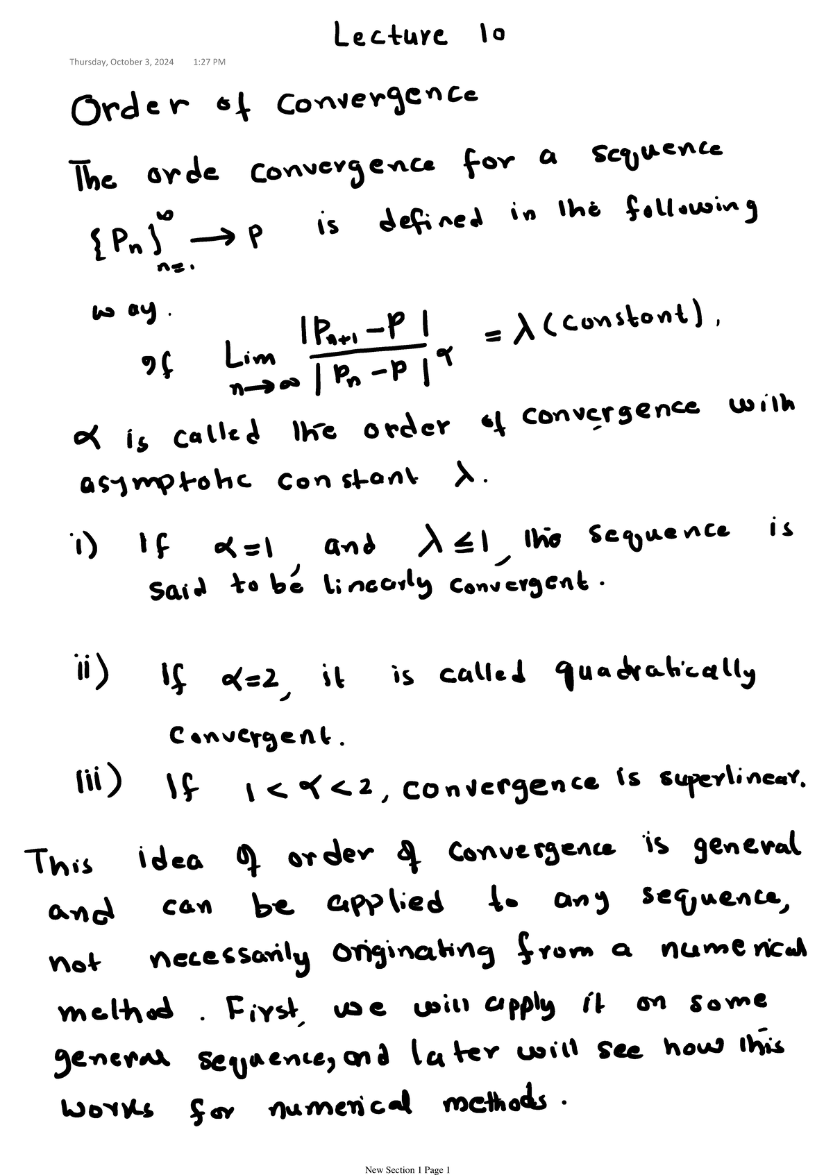 NA 2025 lecture 12 - notes very good - Numerical Analysis - Studocu