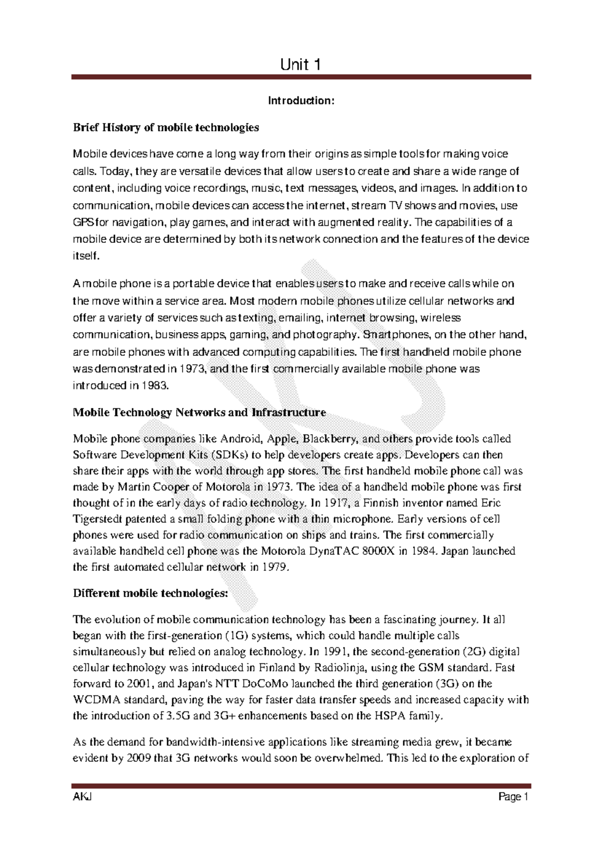 Unit1part1 - Overview and Key Concepts of Mobile Applications - Studocu
