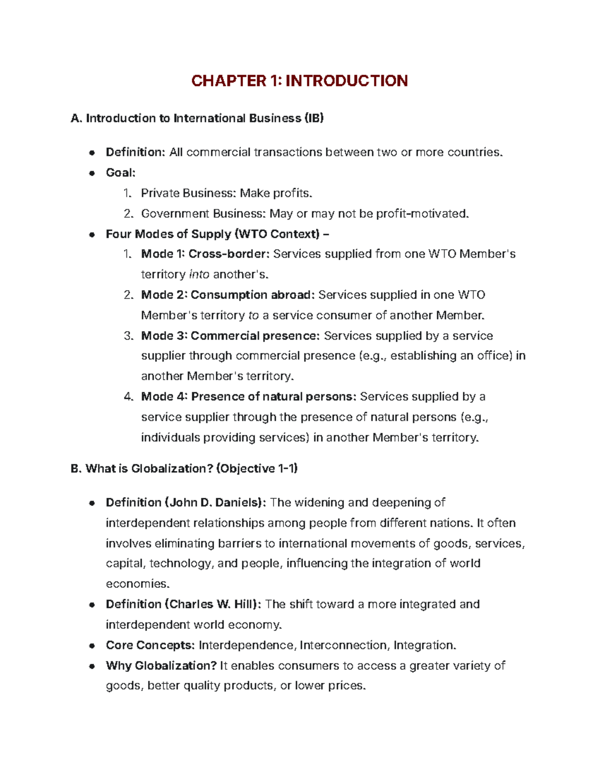 Final Exam Study Guide: International Business (IB) Chapters 1-4 - Studocu