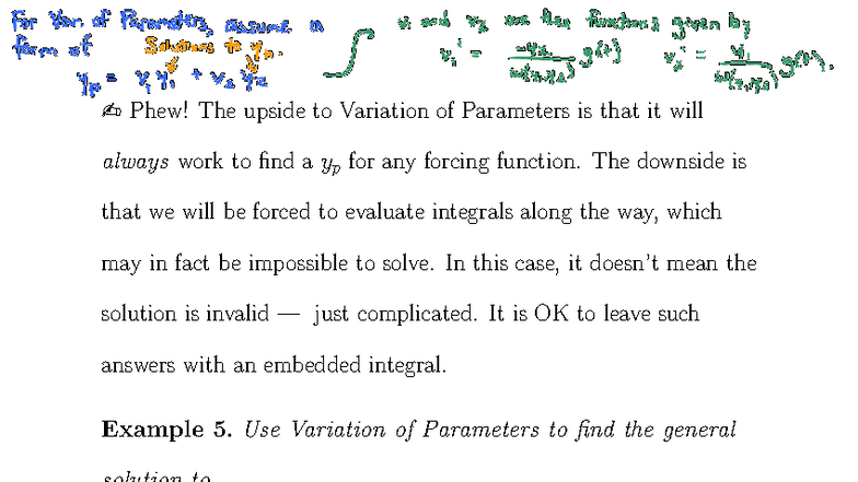 MATH 201: Variation of Parameters Examples (Pages 148-151) - Studocu