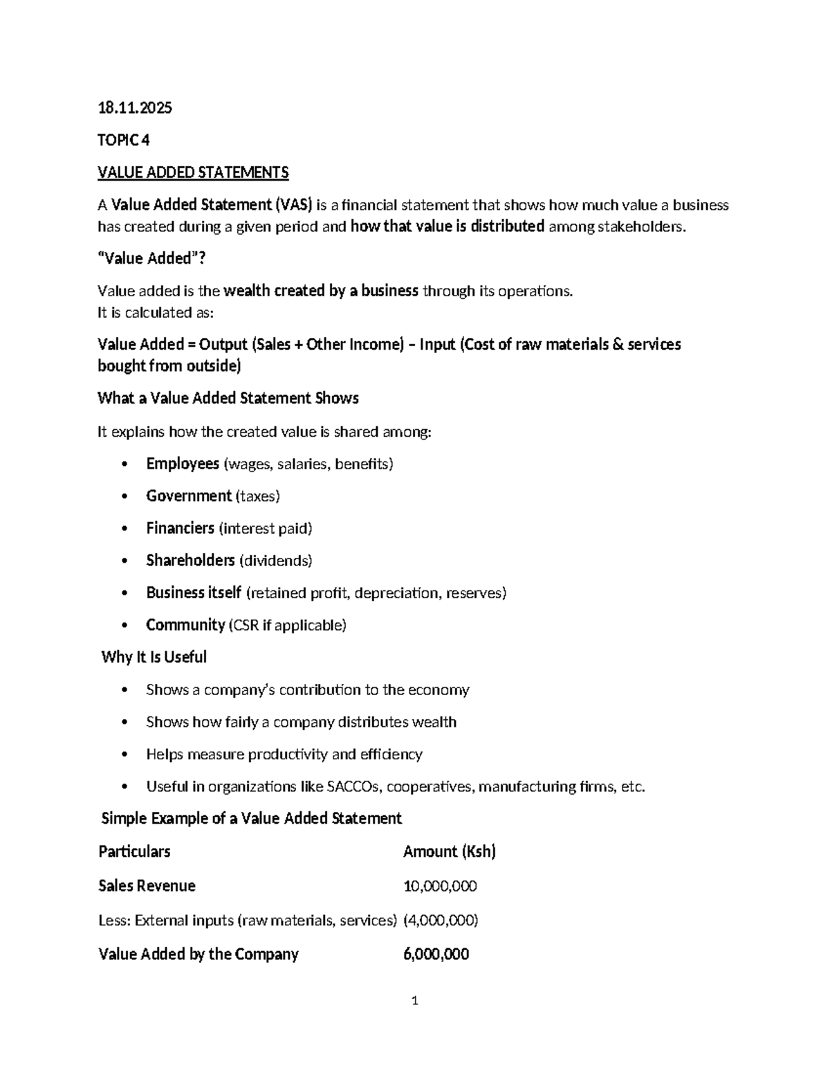 18.11.2025 Topic 4: Value Added Statements Explained - Studocu